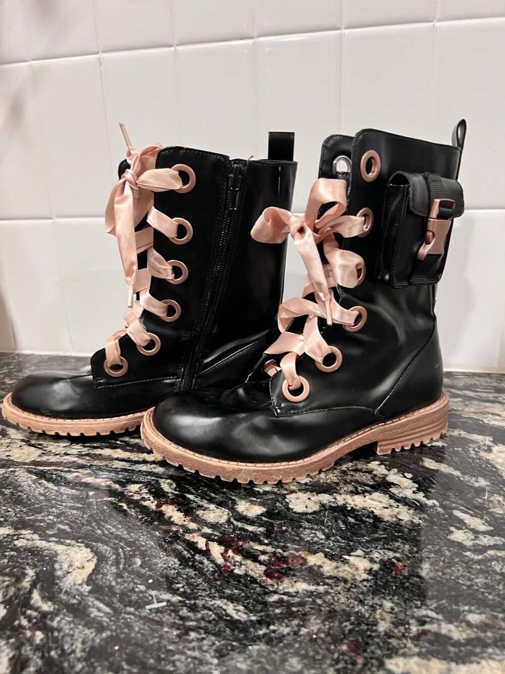 Katy Perry The Lacey Lug Combat Boots Black Size 1